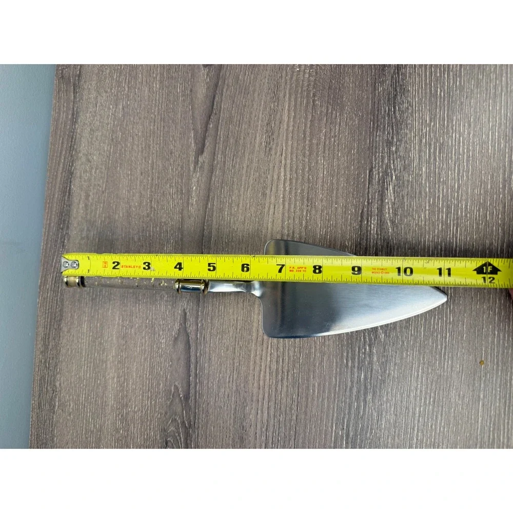 Gold Flake Acrylic Handle Stainless Steel Cake Pie Server Wedding Dessert Tool
